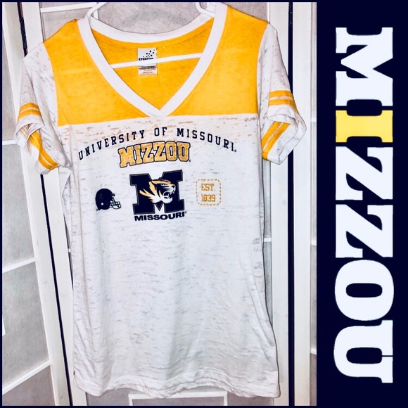 Tops - Mizzou Tigers- burnout football jersey v-neck.